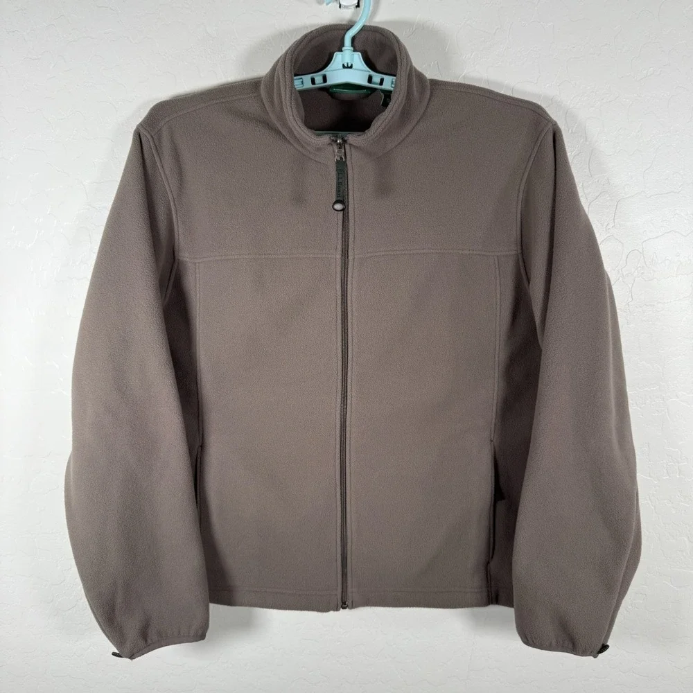 LL Bean Jacket Mens Large Tall LT Gray Fleece‎ Full Zip Outdoor Hiking Camping